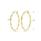 oorringen gedraaide buis 2,0 mm 1 micron zilver verguld (geel)