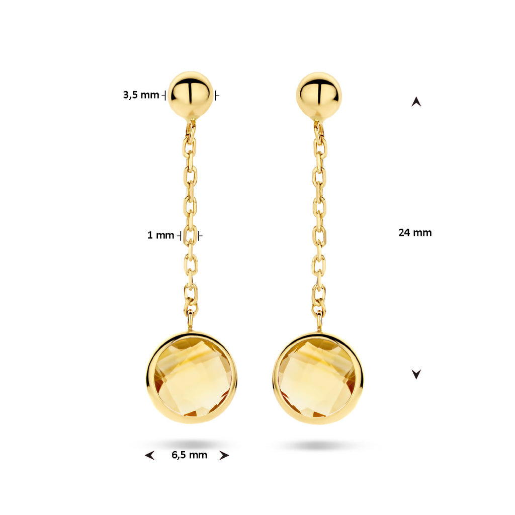 oorhangers citrien 14K geelgoud