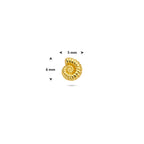 Flat Back Piercing Muschel 6 mm 1 Mikron Silber vergoldet (gelb)