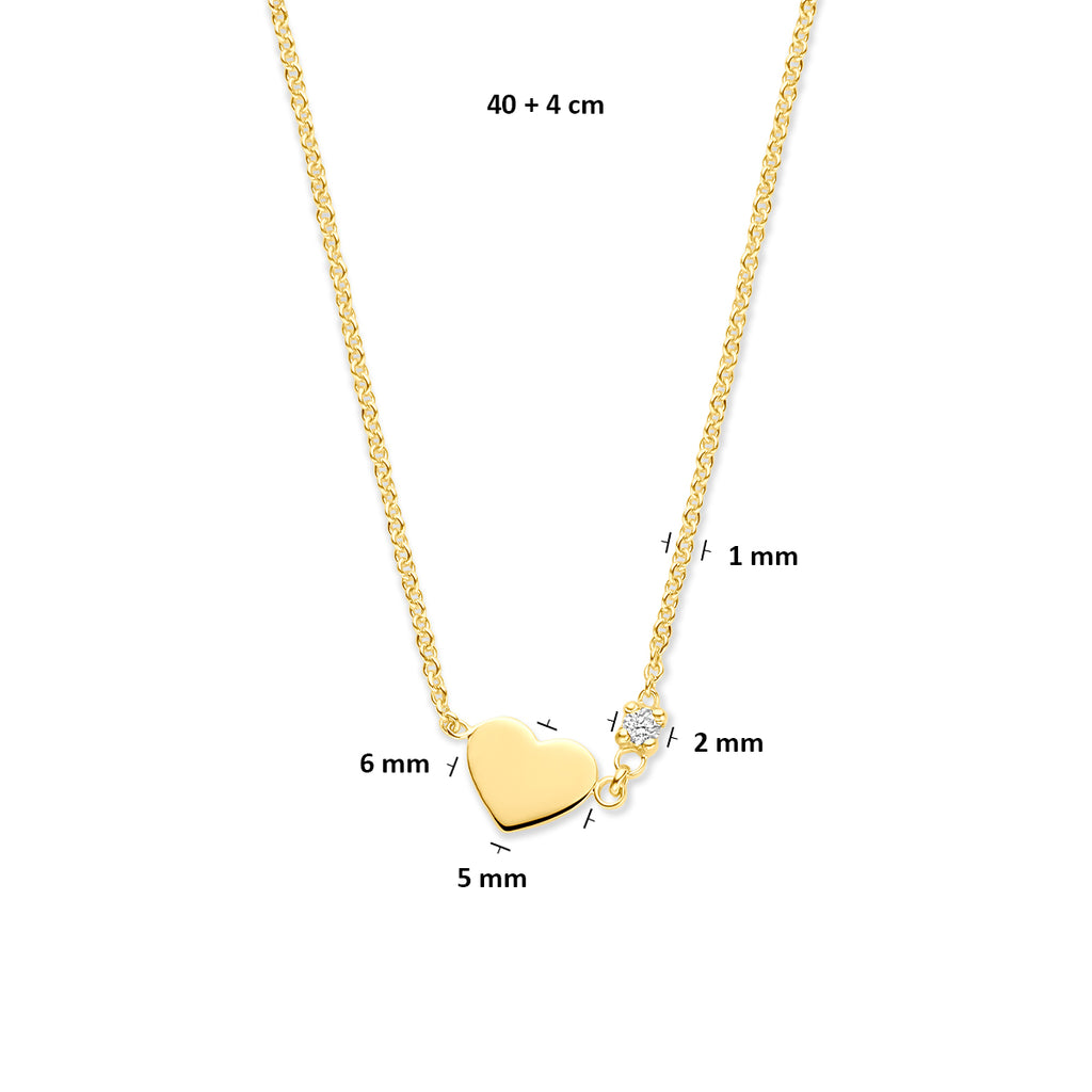 Halskette Herz Diamant 0.02ct H SI 40 + 4 cm 14K Gelbgold