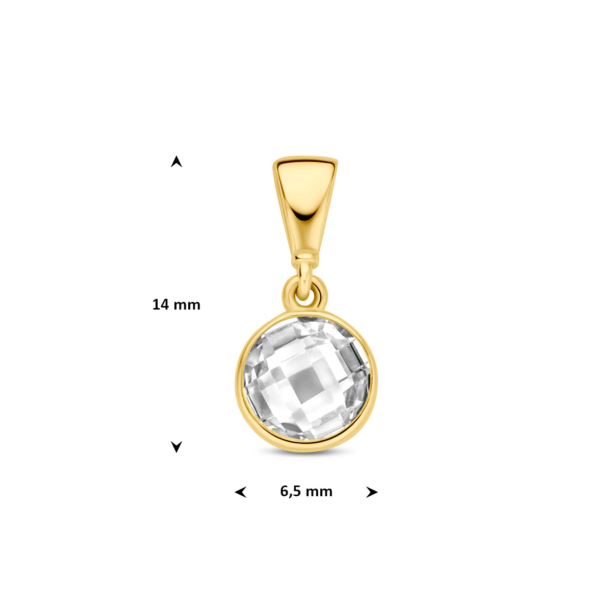9k hanger zirkonia rond 6,5 mm 9K geel - rond