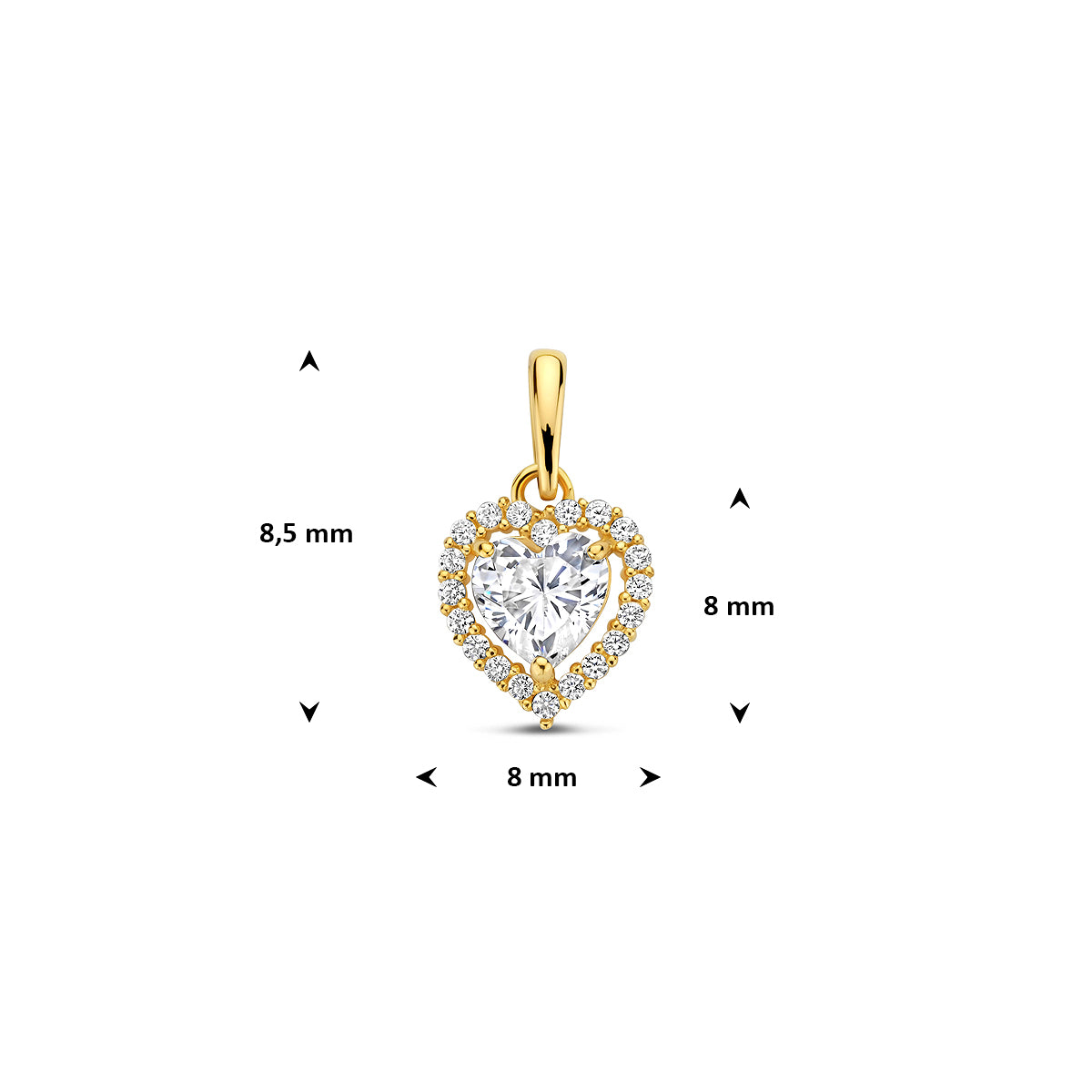 hanger hart zirkonia 14K geelgoud
