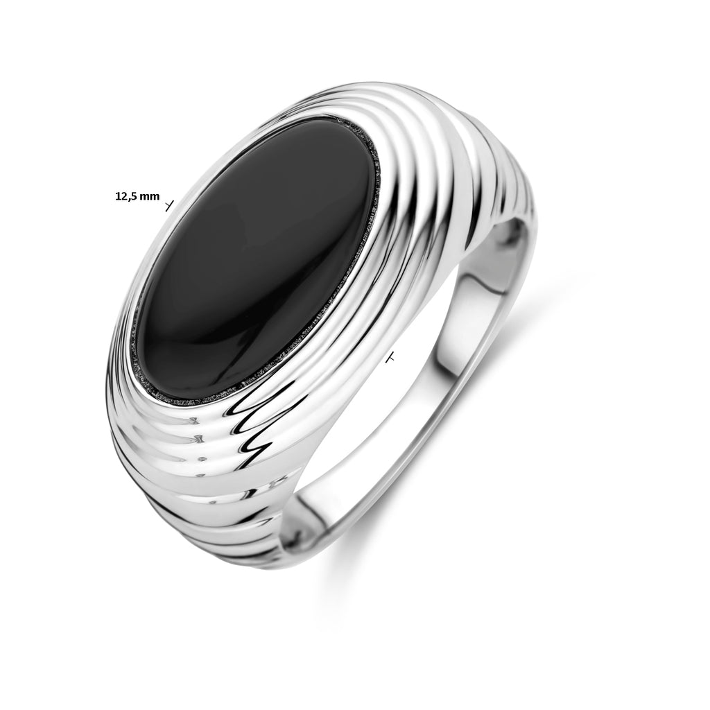 Ring Onyx Silber rhodiniert