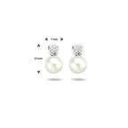 Ohrstecker Perle und Zirkonia Silber rhodiniert