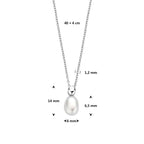 collier parel 40 + 4 cm zilver gerhodineerd