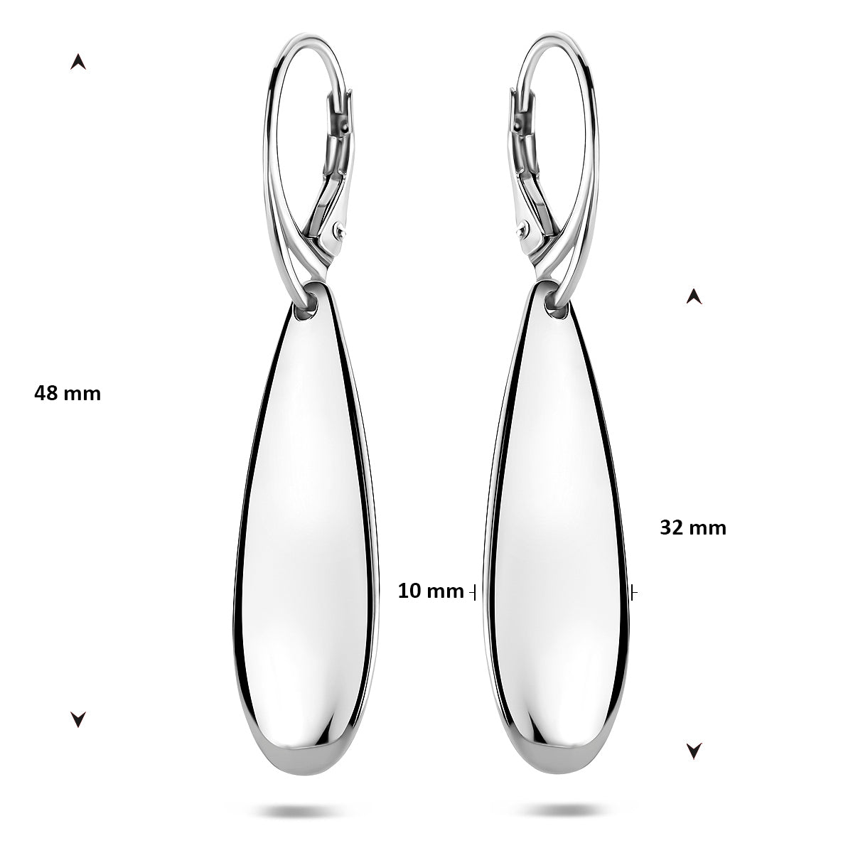 Ohrhänger Tropfen 48 mm Silber rhodiniert