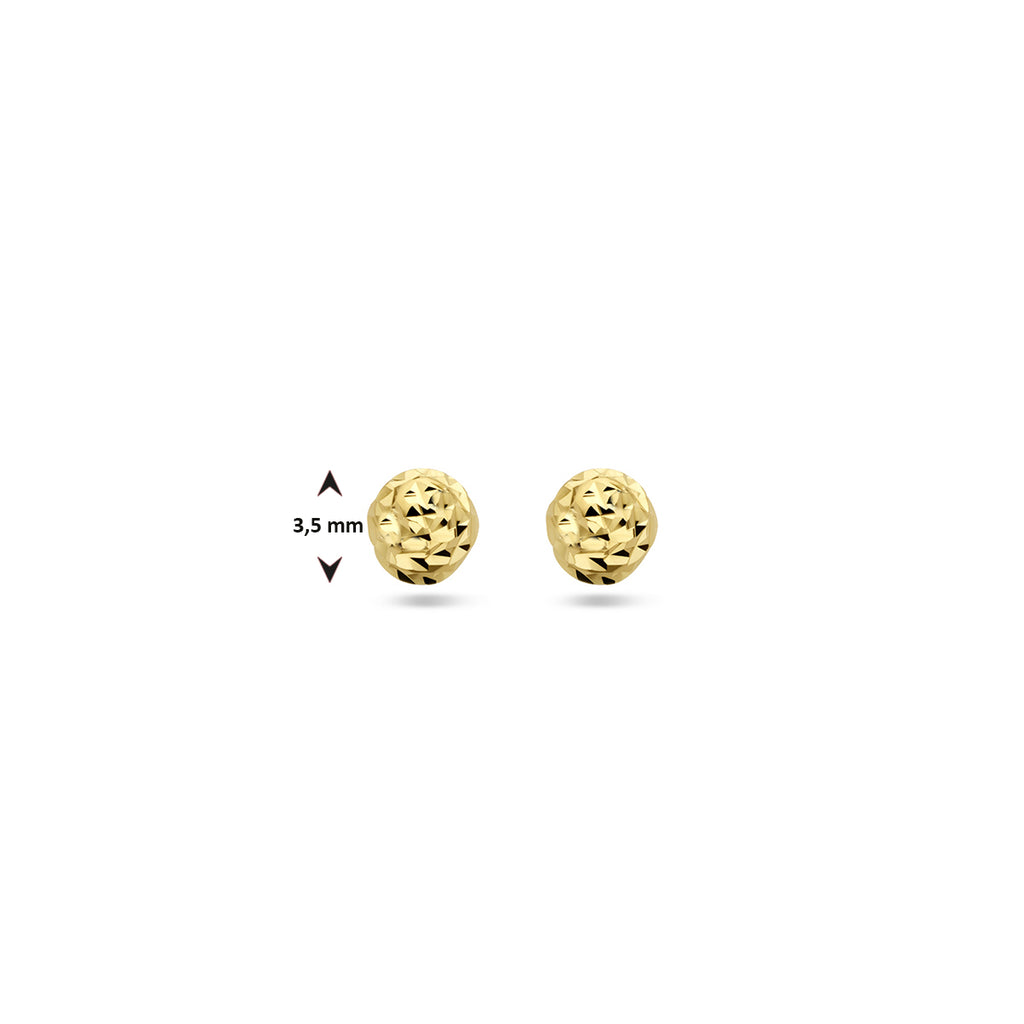 oorknoppen bolletje gediamanteerd 14K geelgoud