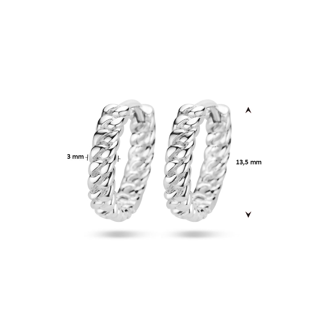 klapoorringen 13,5 mm zilver gerhodineerd