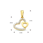 hanger hartjes zirkonia 14K geelgoud