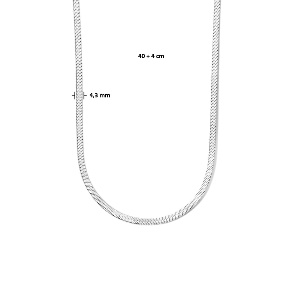 Halskette Schlange flach 4,3 mm 40 + 4 cm Silber rhodiniert