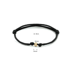 Armband schwarz Satin 13 - 26 cm 14K Gold mit Gummi/Nylon/Leder