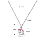 collier emaille eenhoorn 36 + 4 cm zilver gerhodineerd
