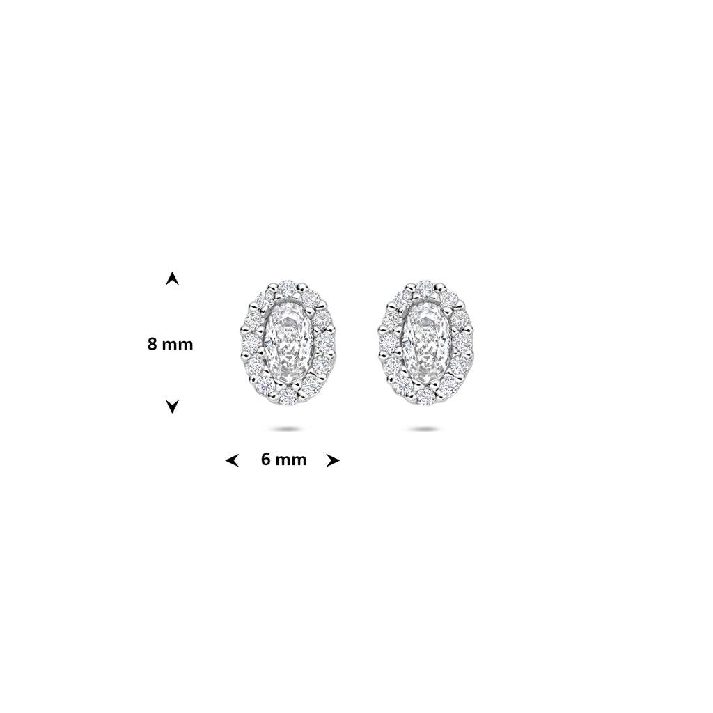 oorknoppen zirkonia 8 mm zilver gerhodineerd