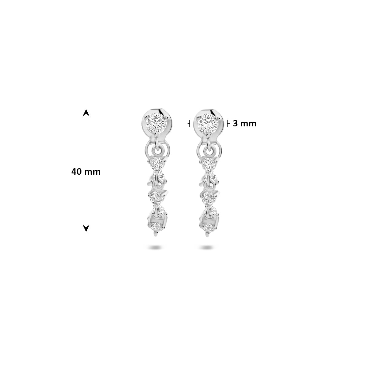 Ohrringe Zirkonia 40 mm Silber rhodiniert