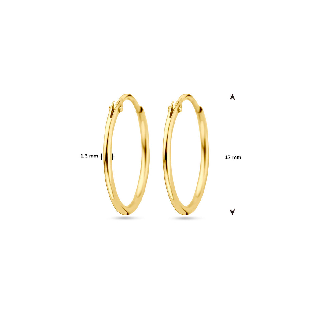 Ohrringe Rundrohr 1,3 mm 1 Mikron Silber vergoldet (gelb)