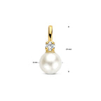 Anhänger Perle und Zirkonia 13 mm 14K Gelbgold