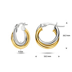 oorringen buis 4 mm 14K bicolor goud geel/wit