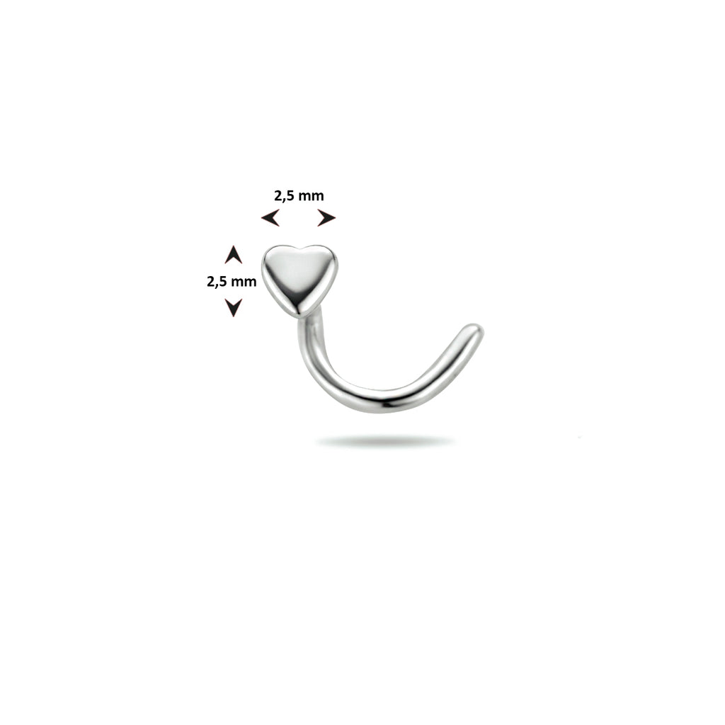 Curl-Nasenstecker Herz aus Silber rhodiniert