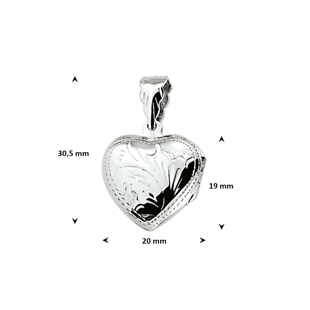 Medaillon Herz Gravur 19 mm Silber rhodiniert