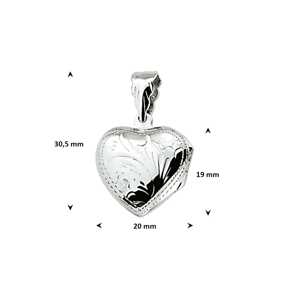 Medaillon Herz Gravur 19 mm Silber rhodiniert