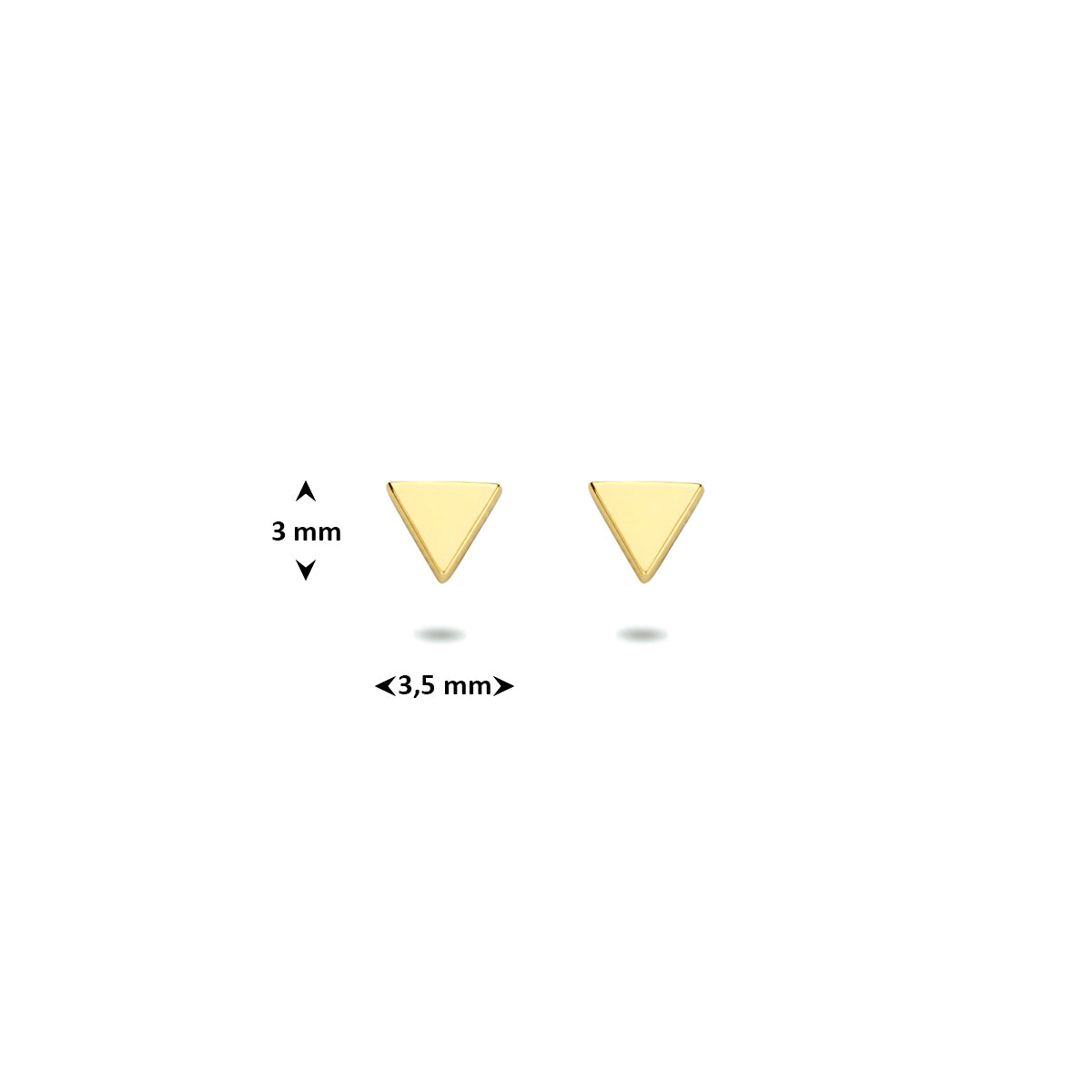 oorknoppen driehoek 3 mm 14K geelgoud