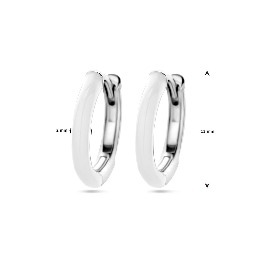 klapoorringen wit emaille zilver gerhodineerd
