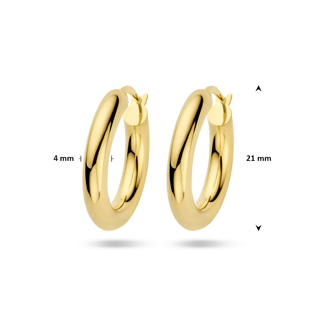 oorringen 4,0 mm ronde buis 14K geelgoud - rond