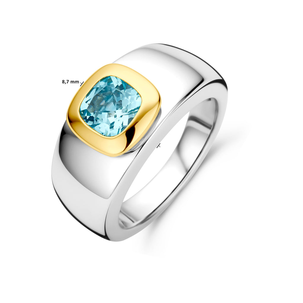 Ring blauer Topas Gold mit Silber