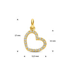 hanger hartje lab grown diamant 0.18ct f vs 11 mm 14K geelgoud