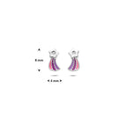 oorknoppen emaille vallende ster zirkonia 8 mm zilver gerhodineerd