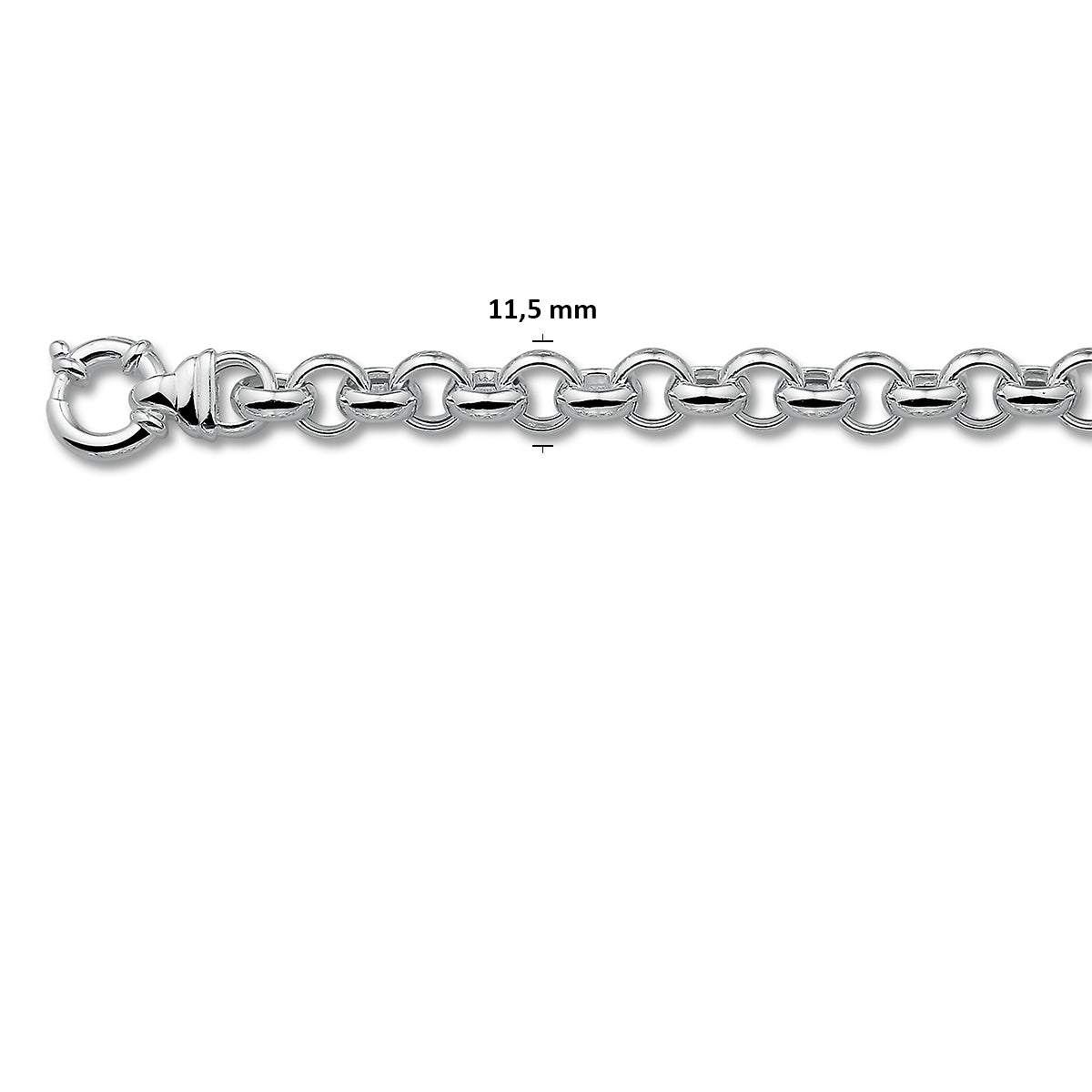 Jasseron 11,5 mm mit großem Federverschluss silberweiß