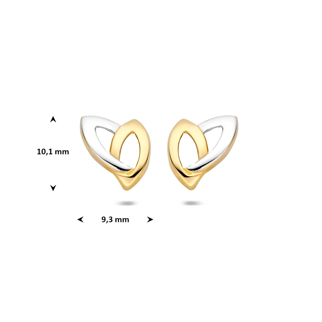 oorknoppen bicolor gestift 10,1 mm 14K geelgoud