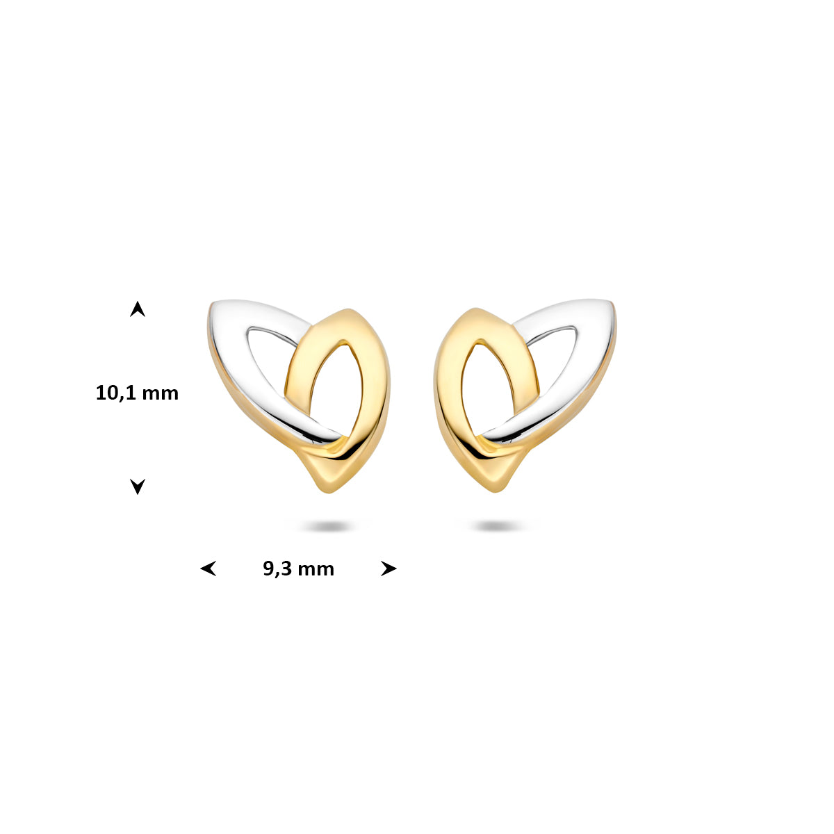 oorknoppen bicolor gestift 10,1 mm 14K geelgoud