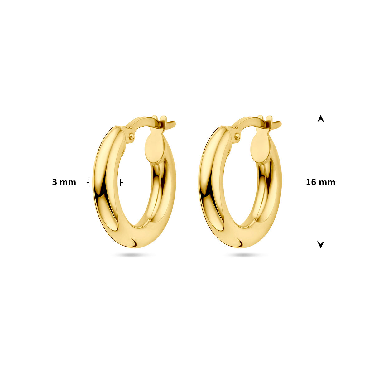 Ohrringe 3,0 mm Rundrohr 14K Gelbgold