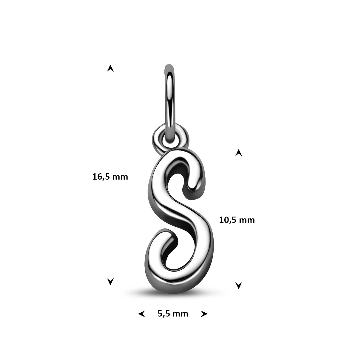 hanger letter zilver gerhodineerd