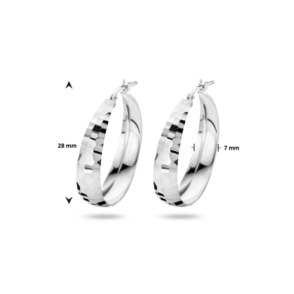 oorringen gediamanteerd 7,0 mm zilver gerhodineerd