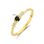 Ring schwarz-weißer Zirkonia 14K Gelbgold