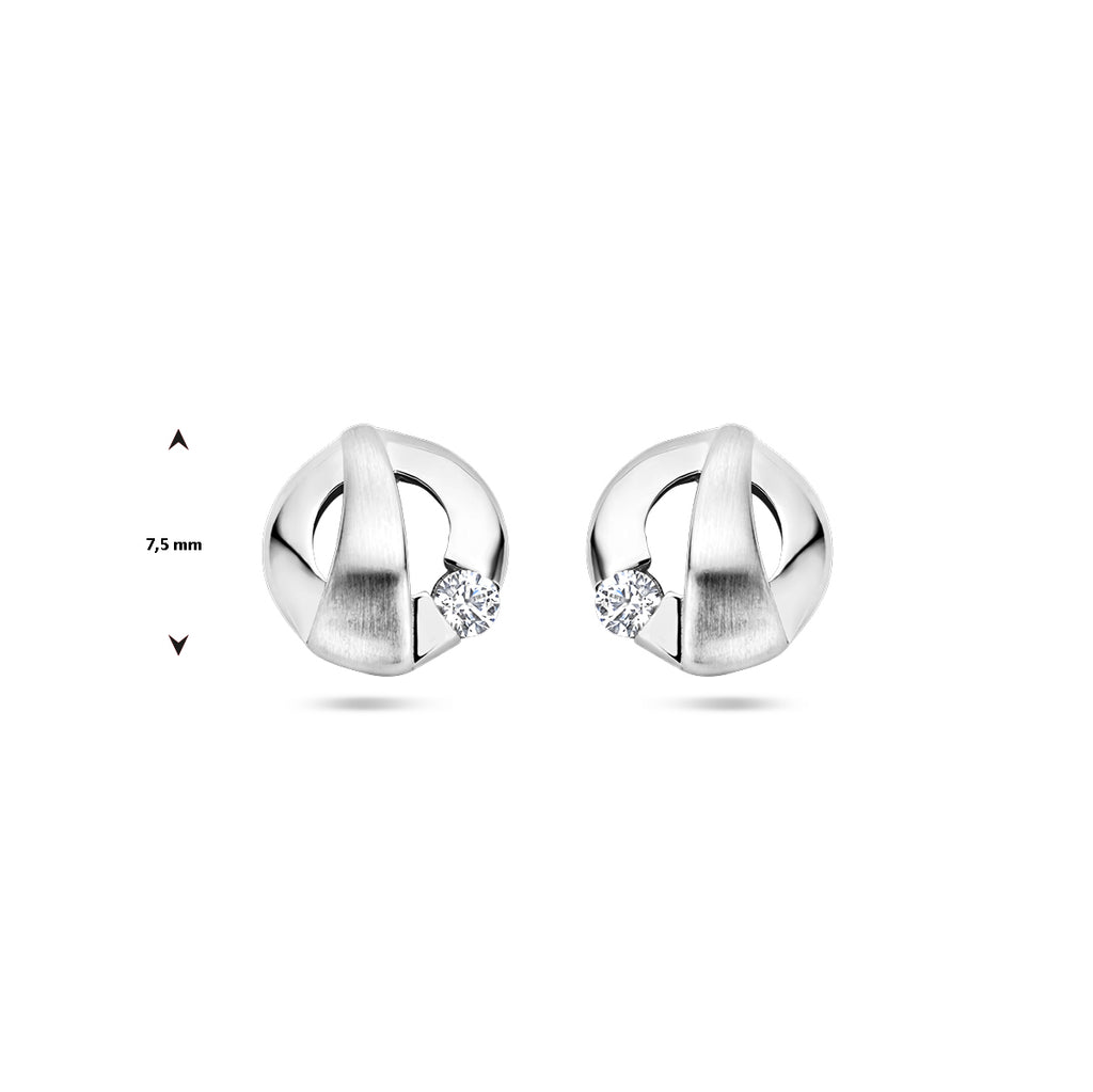 Ohrstecker Zirkonia Poly/Silber matt rhodiniert