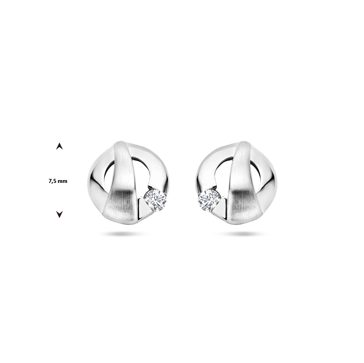 Ohrstecker Zirkonia Poly/Silber matt rhodiniert