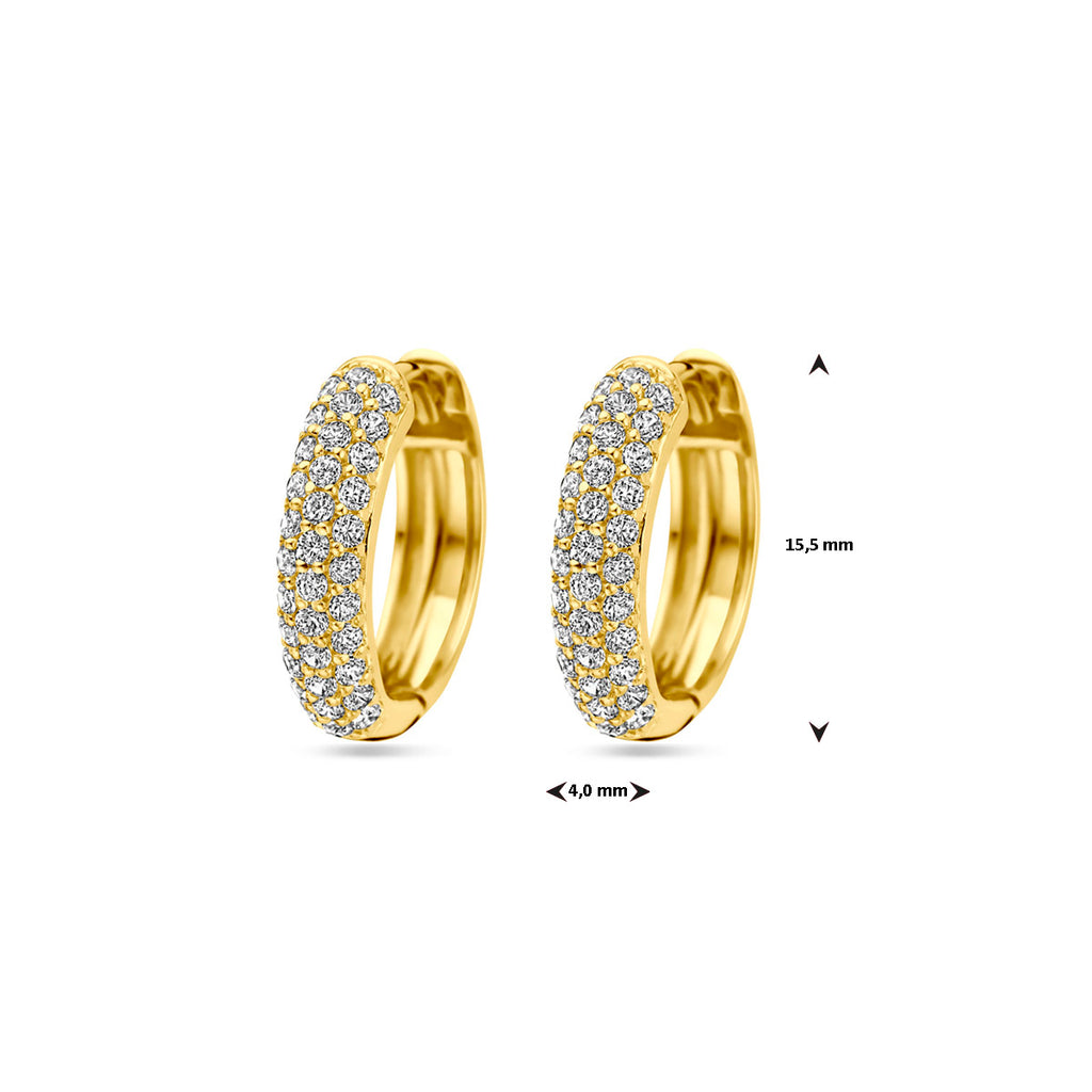 Klappohrringe Zirkonia 15,5 mm 1 Mikron silbervergoldet (gelb)