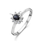 ring saffier en zirkonia 14K witgoud
