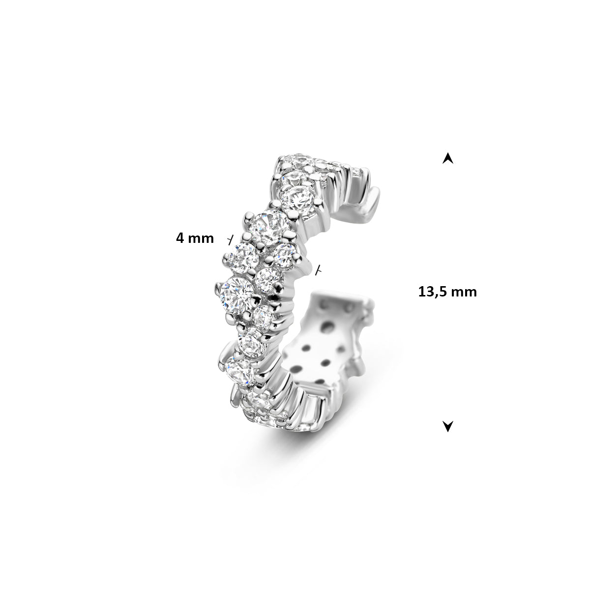 ear cuff zirkonia 13,5 mm zilver gerhodineerd