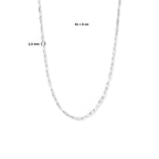 collier paperclip vierkante buis 2,3 mm 41 + 4 cm zilver gerhodineerd
