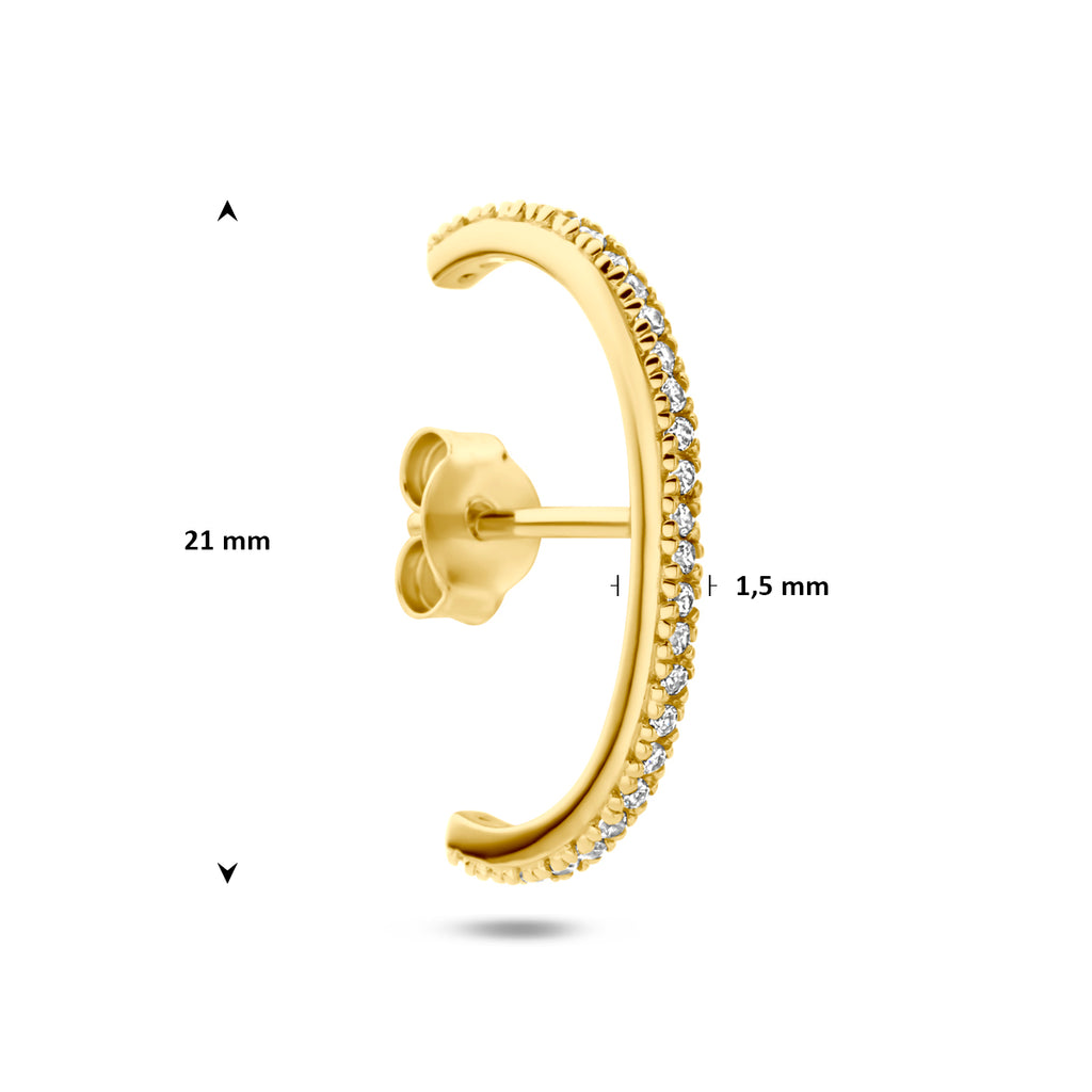 suspender oorbel zirkonia 21 mm 1 micron zilver verguld (geel)
