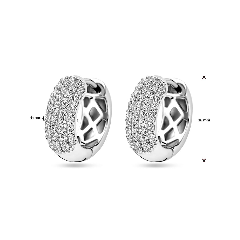 klapoorringen zirkonia 16 mm zilver gerhodineerd