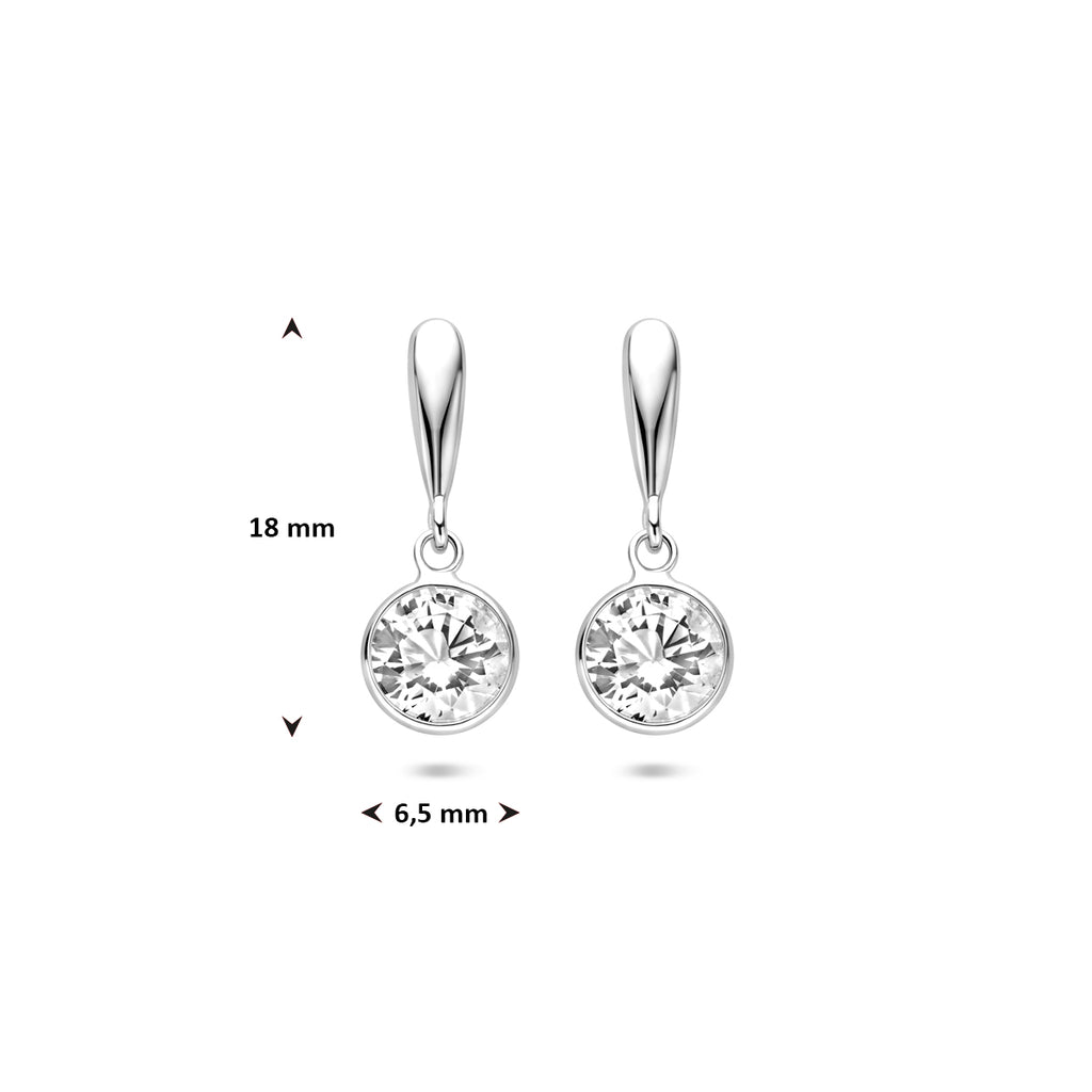 Ohrhänger Zirkonia 18 mm silber rhodiniert