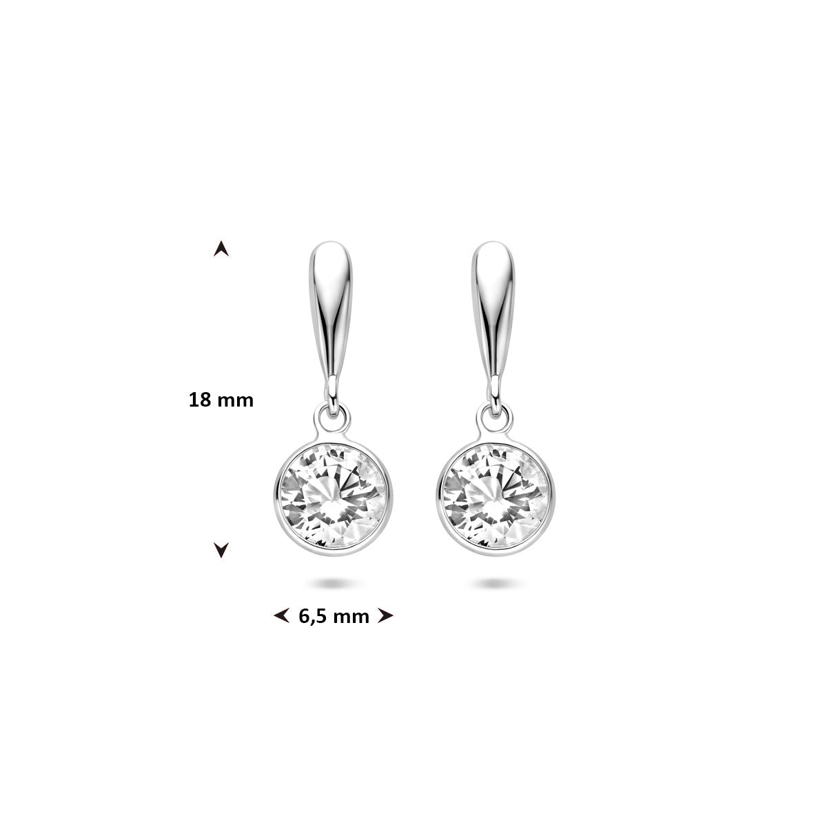 Ohrhänger Zirkonia 18 mm silber rhodiniert