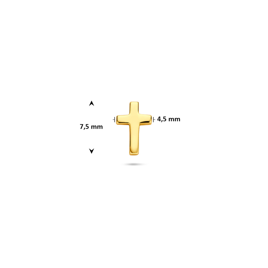 flat back piercing kruis 7,5 mm 1 micron zilver verguld (geel)