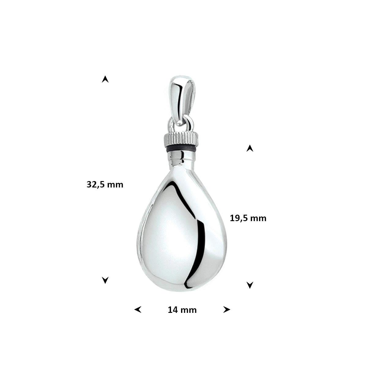 urnhanger 19,5 mm zilver gerhodineerd