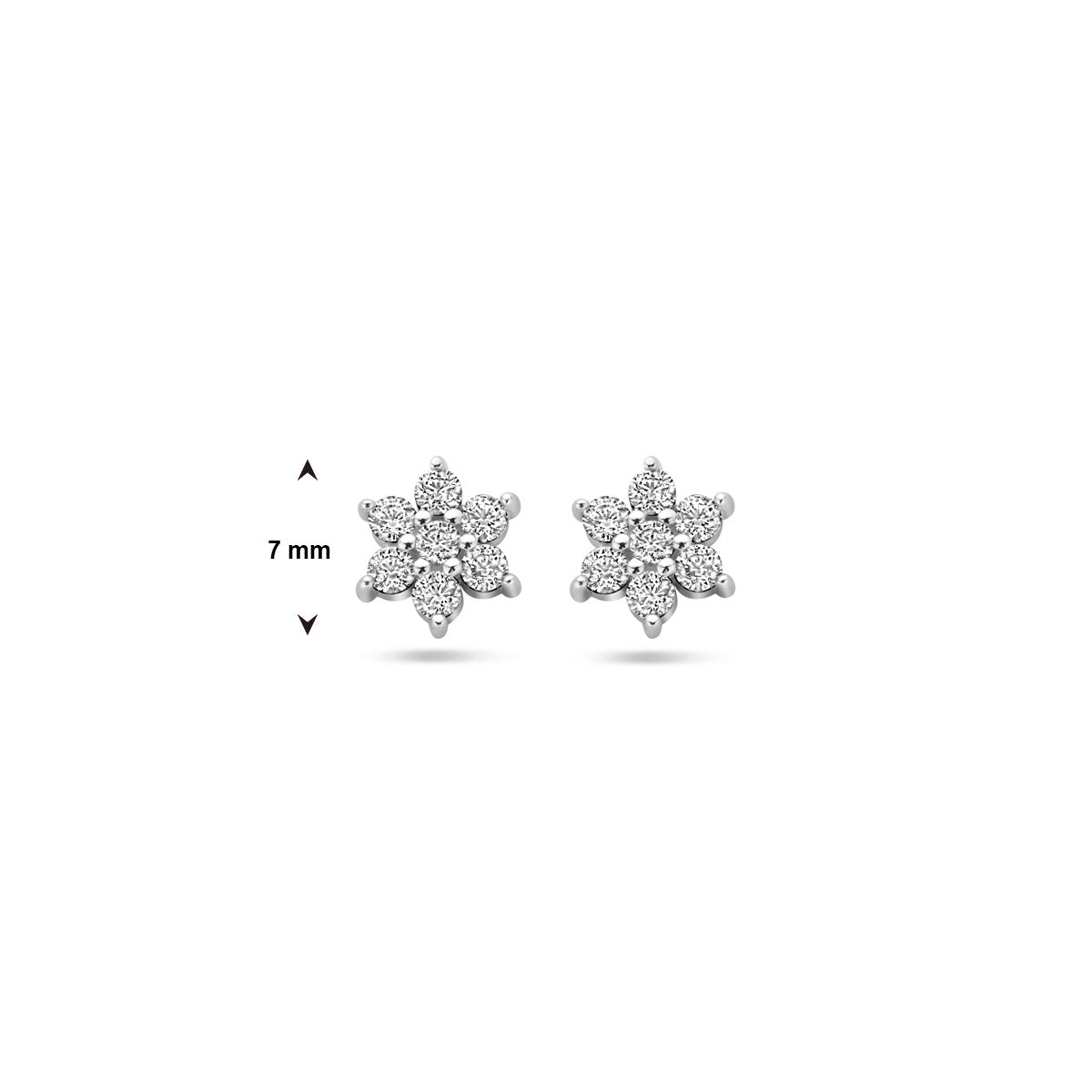 Ohrstecker Blume Zirkonia Silber rhodiniert